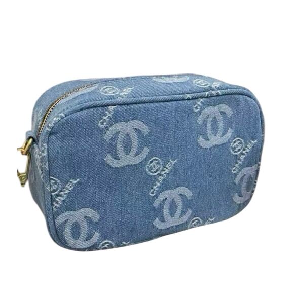 CHANEL Beaute Blue Denim Makeup Bag w/Chain Crossbody Limited VIP Gift - Picture 5 of 9